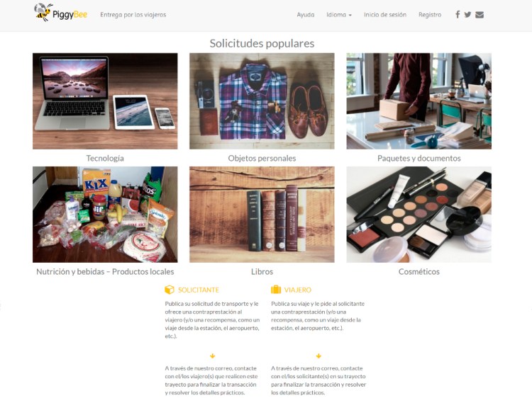 Servicio de entrega por parte de viajeros