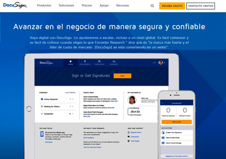 DocuSign (Firma un acuerdo de manera rápida y confiable)